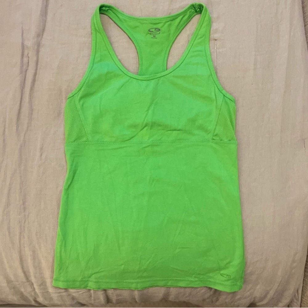 Green athletic tank top